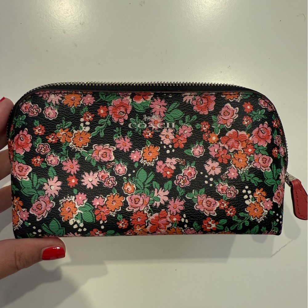 Coach Floral Cosmetic Bag - Black and Pink